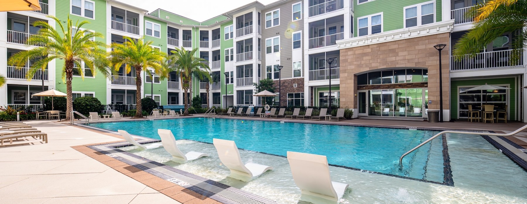 a swimming pool in a courtyard
