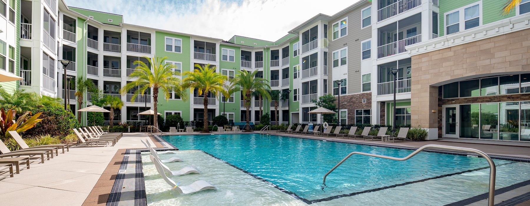 a swimming pool in a courtyard
